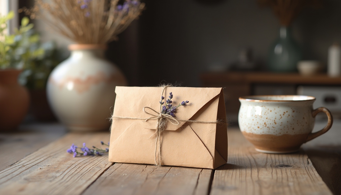 Bon cadeau Ecohesens Studio posé sur une table à côté de pièces en céramique artisanales
